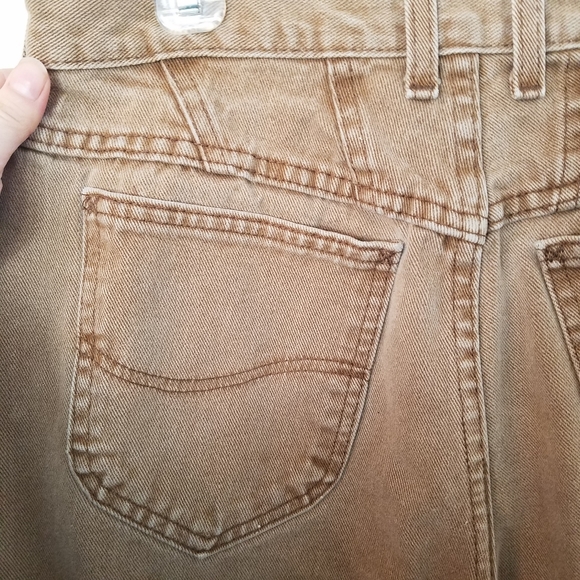 Vintage Lee Riveted Womens Jeans Tapered Leg Highwaisted Sz 14 Khaki Distressed. - Picture 3 of 13